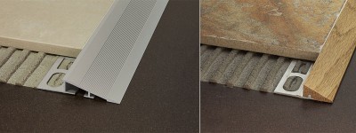 Lavori in casa. Nel caso si decida di pavimentare sola una zona di un locale o dell’appartamento è possibile utilizzare dei profili, di vario genere e di varie finiture, per raccordare le diverse quote di pavimento Immagine tratta da profilpas.com