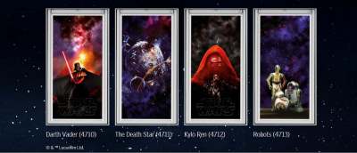 Panoramica dei soggetti della Saga di Star Wars nelle tende oscuranti manuali Velux