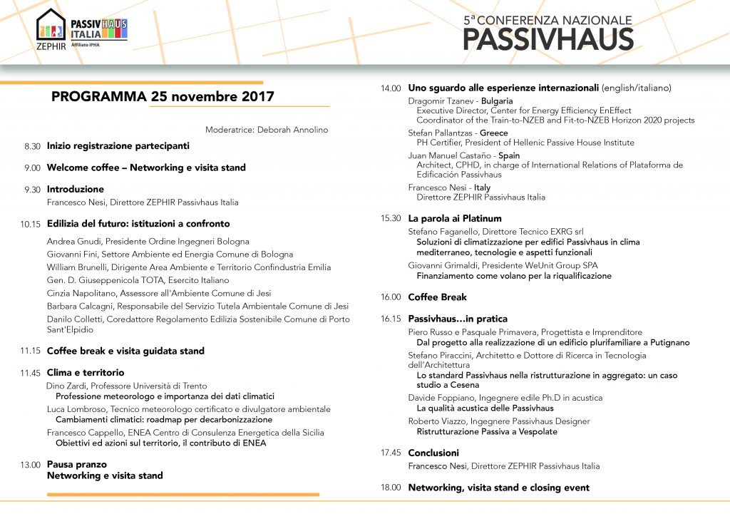 Programma Passivhaus: Conferenza nazionale - Bologna 25/11/2017